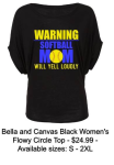 WARNING SOFTBALL MOM FLOWY CIRCLE TOP BLACK