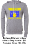 WARNING SOFTBALL MOM GRAY HOODIE