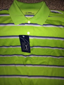 PGA Tour Golf Shirt. Green with stripes