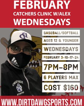Catchers Baseball/Softball Clinic w/Alex 7-8pm Feb