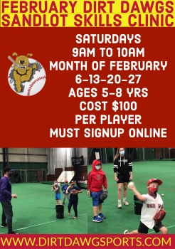 February Sandlot Skills Ages 5-8 years Saturday