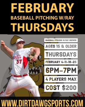 Baseball Pitching Ages 15 & Older w/Ray 6-7pm Feb