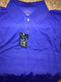 PGA Tour Golf Shirt. Royal Blue with Pattern